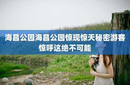 海昌公园海昌公园惊现惊天秘密游客惊呼这绝不可能