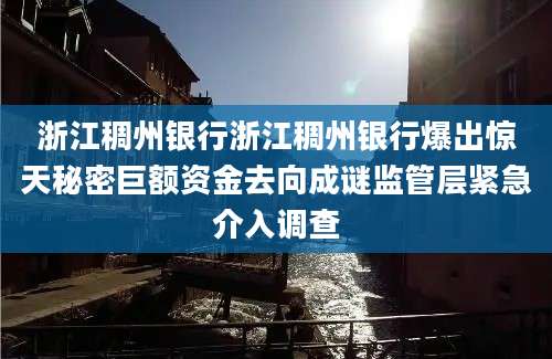 浙江稠州银行浙江稠州银行爆出惊天秘密巨额资金去向成谜监管层紧急介入调查