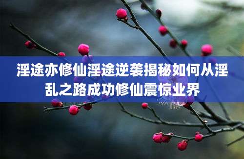 淫途亦修仙淫途逆袭揭秘如何从淫乱之路成功修仙震惊业界