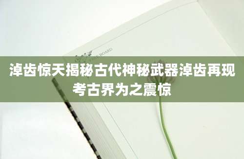 淖齿惊天揭秘古代神秘武器淖齿再现考古界为之震惊