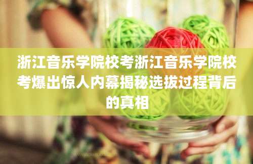 浙江音乐学院校考浙江音乐学院校考爆出惊人内幕揭秘选拔过程背后的真相