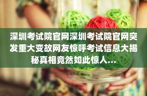 深圳考试院官网深圳考试院官网突发重大变故网友惊呼考试信息大揭秘真相竟然如此惊人...