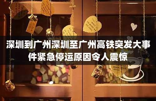深圳到广州深圳至广州高铁突发大事件紧急停运原因令人震惊