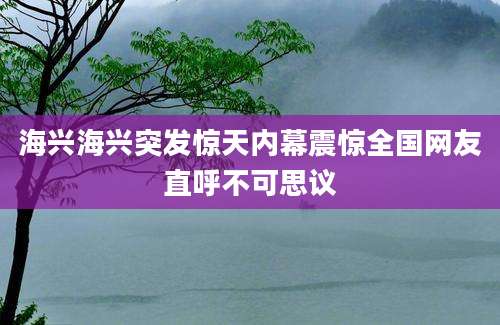 海兴海兴突发惊天内幕震惊全国网友直呼不可思议