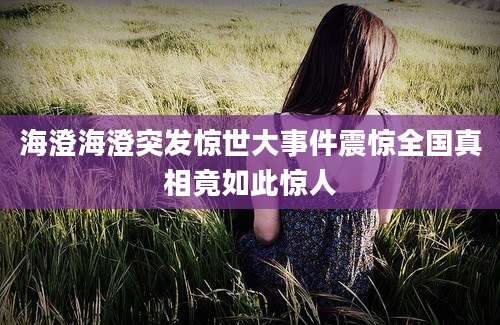 海澄海澄突发惊世大事件震惊全国真相竟如此惊人