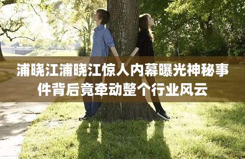浦晓江浦晓江惊人内幕曝光神秘事件背后竟牵动整个行业风云