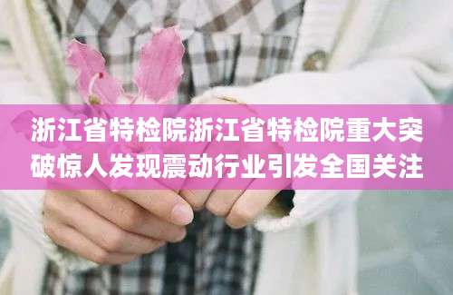 浙江省特检院浙江省特检院重大突破惊人发现震动行业引发全国关注