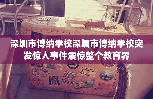 深圳市博纳学校深圳市博纳学校突发惊人事件震惊整个教育界