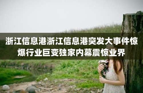 浙江信息港浙江信息港突发大事件惊爆行业巨变独家内幕震惊业界