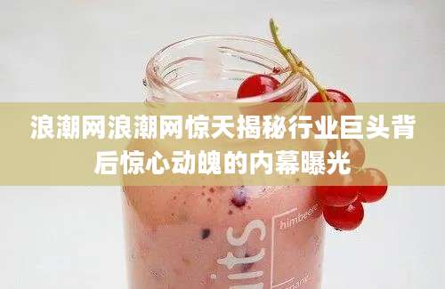 浪潮网浪潮网惊天揭秘行业巨头背后惊心动魄的内幕曝光