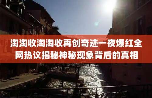 淘淘收淘淘收再创奇迹一夜爆红全网热议揭秘神秘现象背后的真相