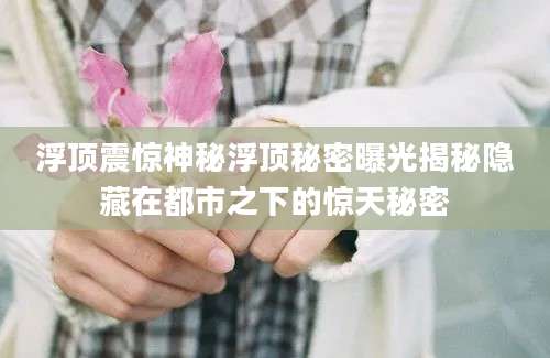 浮顶震惊神秘浮顶秘密曝光揭秘隐藏在都市之下的惊天秘密