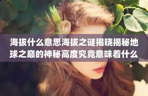 海拔什么意思海拔之谜揭晓揭秘地球之巅的神秘高度究竟意味着什么