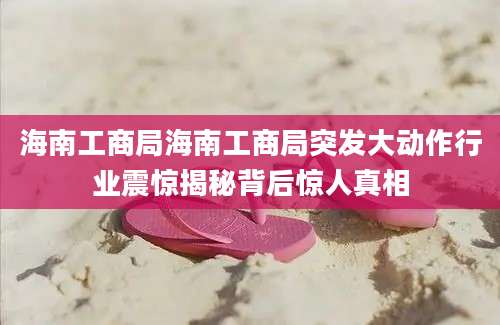 海南工商局海南工商局突发大动作行业震惊揭秘背后惊人真相