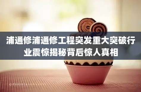 浦通修浦通修工程突发重大突破行业震惊揭秘背后惊人真相