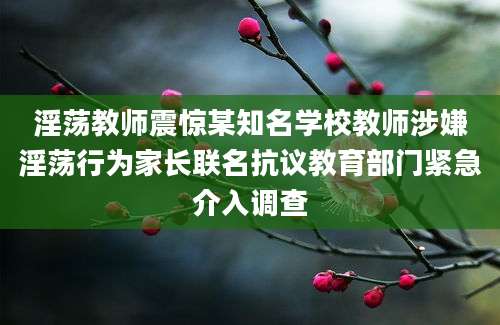 淫荡教师震惊某知名学校教师涉嫌淫荡行为家长联名抗议教育部门紧急介入调查