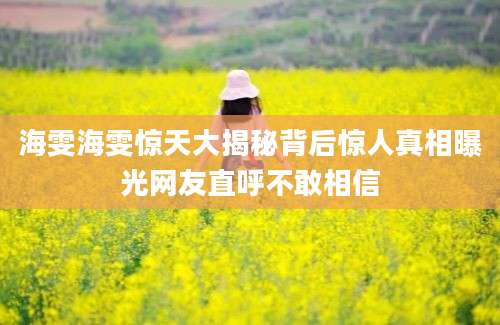 海雯海雯惊天大揭秘背后惊人真相曝光网友直呼不敢相信