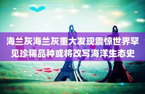 海兰灰海兰灰重大发现震惊世界罕见珍稀品种或将改写海洋生态史