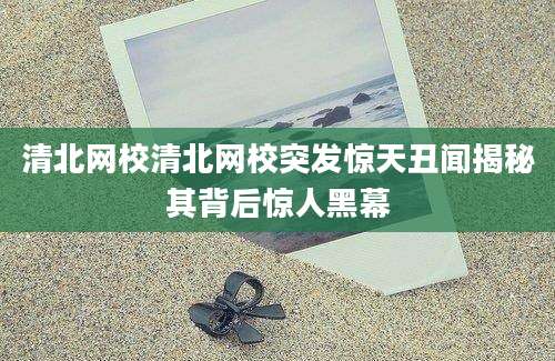 清北网校清北网校突发惊天丑闻揭秘其背后惊人黑幕