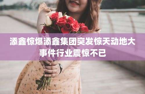 添鑫惊爆添鑫集团突发惊天动地大事件行业震惊不已