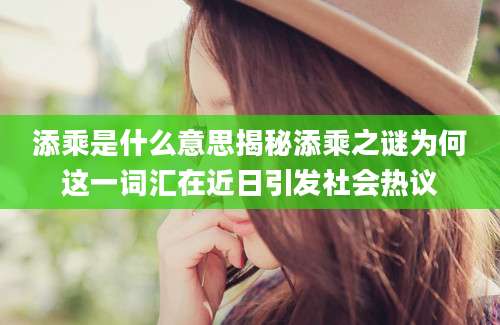 添乘是什么意思揭秘添乘之谜为何这一词汇在近日引发社会热议