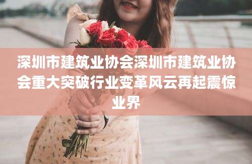 深圳市建筑业协会深圳市建筑业协会重大突破行业变革风云再起震惊业界
