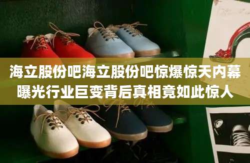 海立股份吧海立股份吧惊爆惊天内幕曝光行业巨变背后真相竟如此惊人