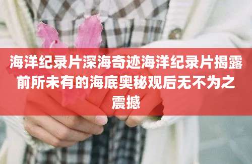 海洋纪录片深海奇迹海洋纪录片揭露前所未有的海底奥秘观后无不为之震撼