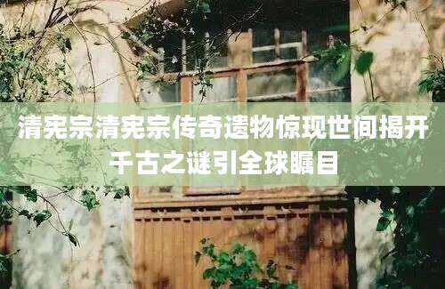 清宪宗清宪宗传奇遗物惊现世间揭开千古之谜引全球瞩目