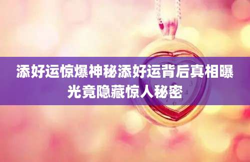 添好运惊爆神秘添好运背后真相曝光竟隐藏惊人秘密