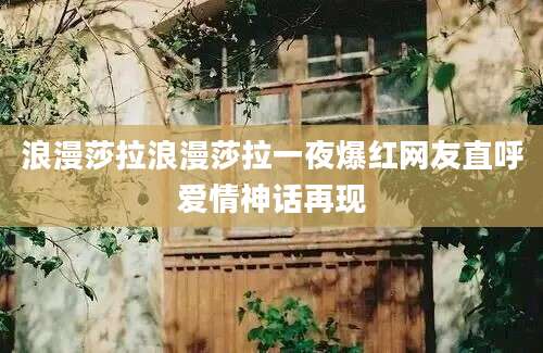 浪漫莎拉浪漫莎拉一夜爆红网友直呼爱情神话再现