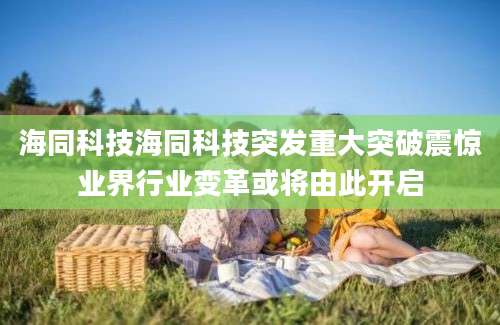 海同科技海同科技突发重大突破震惊业界行业变革或将由此开启