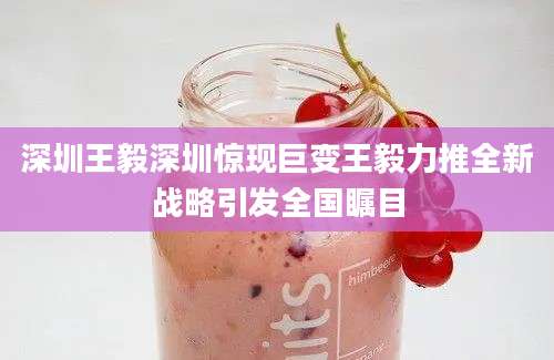 深圳王毅深圳惊现巨变王毅力推全新战略引发全国瞩目
