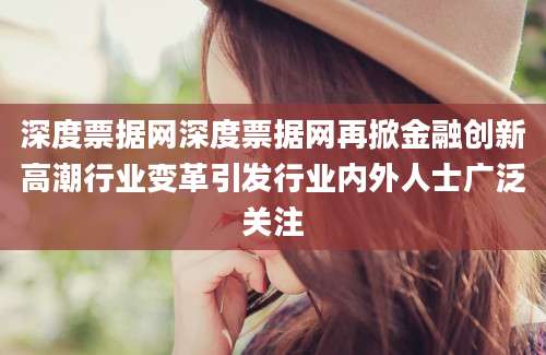 深度票据网深度票据网再掀金融创新高潮行业变革引发行业内外人士广泛关注