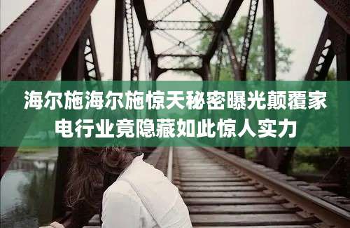 海尔施海尔施惊天秘密曝光颠覆家电行业竟隐藏如此惊人实力