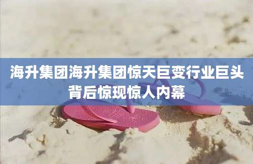 海升集团海升集团惊天巨变行业巨头背后惊现惊人内幕