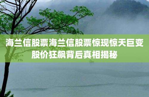 海兰信股票海兰信股票惊现惊天巨变股价狂飙背后真相揭秘