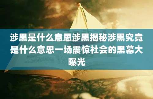 涉黑是什么意思涉黑揭秘涉黑究竟是什么意思一场震惊社会的黑幕大曝光