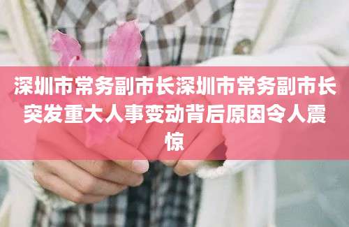 深圳市常务副市长深圳市常务副市长突发重大人事变动背后原因令人震惊