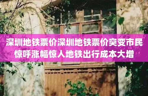 深圳地铁票价深圳地铁票价突变市民惊呼涨幅惊人地铁出行成本大增
