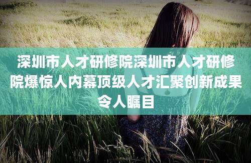 深圳市人才研修院深圳市人才研修院爆惊人内幕顶级人才汇聚创新成果令人瞩目