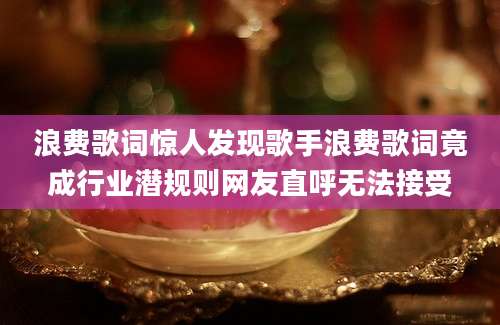 浪费歌词惊人发现歌手浪费歌词竟成行业潜规则网友直呼无法接受