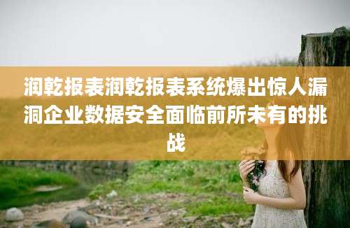 润乾报表润乾报表系统爆出惊人漏洞企业数据安全面临前所未有的挑战
