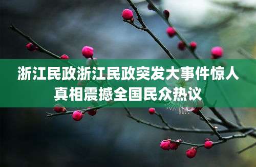 浙江民政浙江民政突发大事件惊人真相震撼全国民众热议